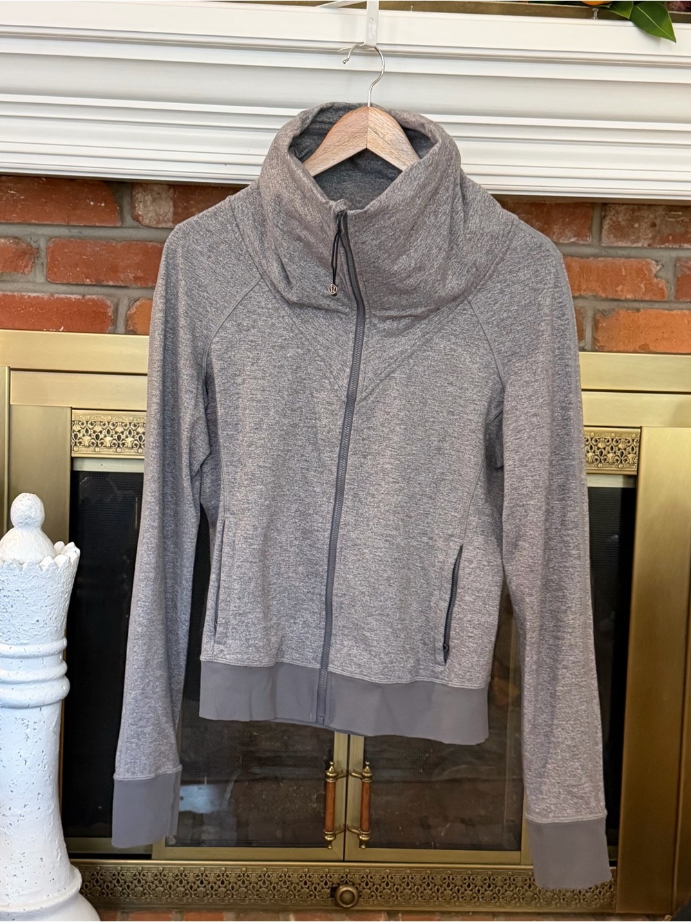 lululemon athletica Heather Gray Full-Zip Funnel Neck Jacket